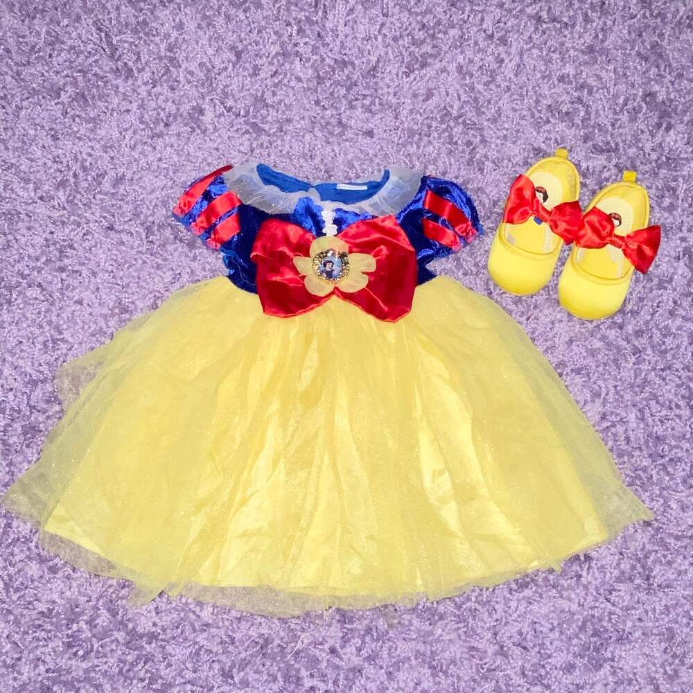 12-18m Baby Girls Disney Snow White Halloween Costume Dress w/ Shoes - Picture 2 of 8